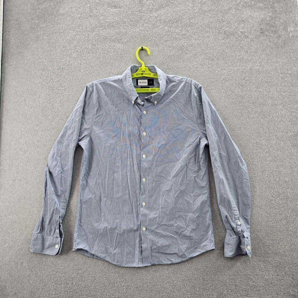 Abercrombie & Fitch Men Button Up Shirt L Blue Check Classic Long Sleeve